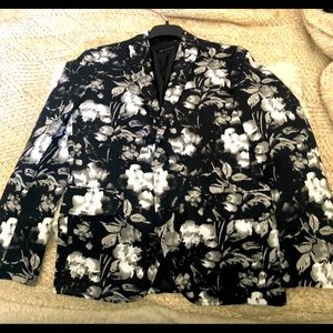 INC International Concepts Mens Medium Slim Fit Floral Print 2 Button Blazer